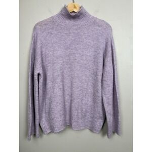 ICHI Lilac Alpaca Blend Funnel Mock Neck Sweater Clean Minimal Cozy Women's M
